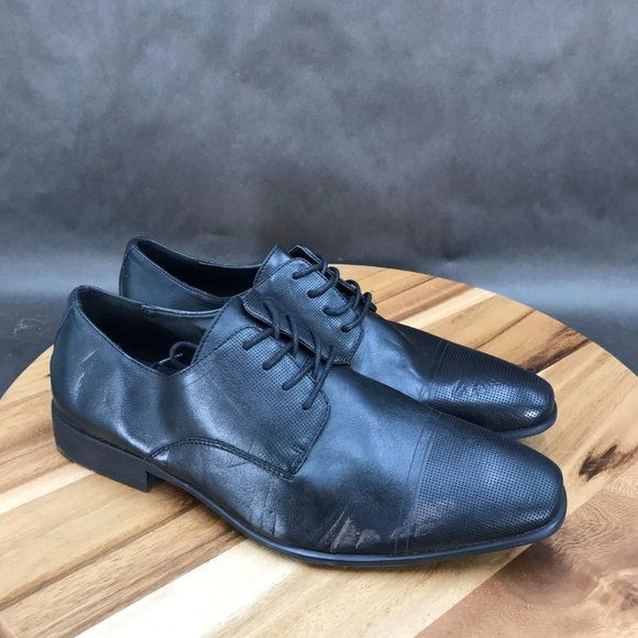 jf j.ferrar Other - J. Ferrar Black Perforated Faux Leather Oxford Dress Shoes Lace Up Mens Size 9